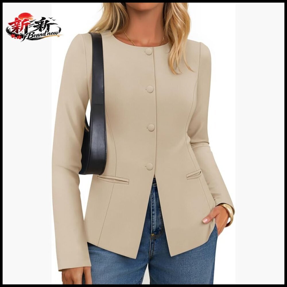 Polyester Blend Blazer with Drawstring Waist for Business Casual Office Wear
